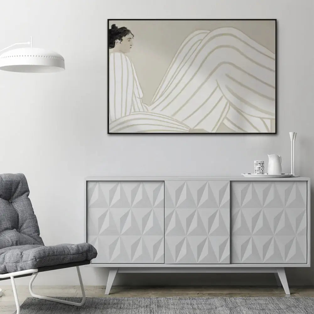 Wall Art 80cmx120cm Abstract Lady Black Frame Canvas - Home & Garden > Wall Art
