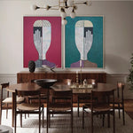 Wall Art 80cmx120cm Abstract Man And Woman 2 Sets Gold Frame Canvas - Home & Garden > Wall Art