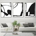 Wall Art 80cmx120cm Black and White 3 Sets Black Frame Canvas - Home & Garden > Wall Art