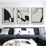 Wall Art 80cmx120cm Black Beige 3 Sets Black Frame Canvas - Home & Garden > Wall Art