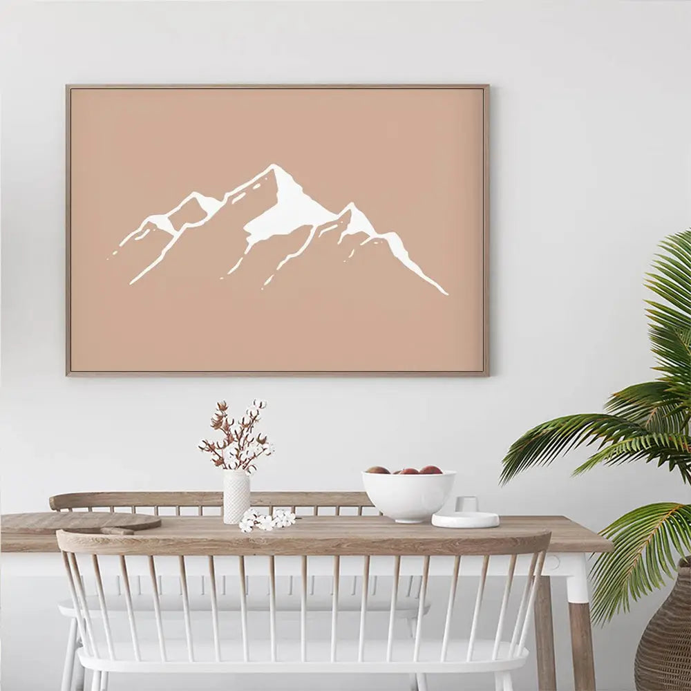 Wall Art 80cmx120cm Boho Mountain Wood Frame Canvas - Home & Garden > Wall Art