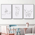Wall Art 80cmx120cm Couples 3 Sets Black Frame Canvas - Home & Garden > Wall Art