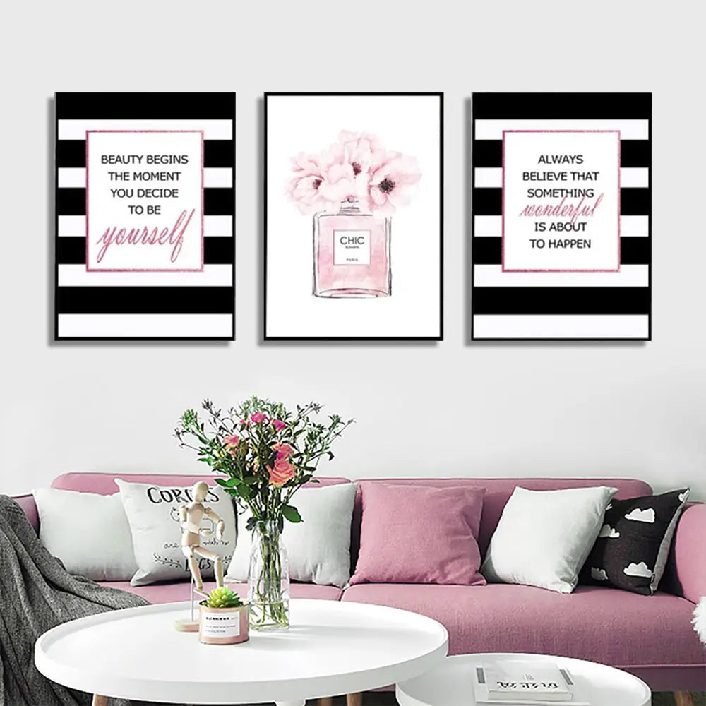 Wall Art 80cmx120cm Fashion Prints 3 Sets Black Frame Canvas - Home & Garden > Wall Art