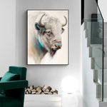 Wall Art 80cmx120cm Great White Buffalo Black Frame Canvas - Home & Garden > Wall Art