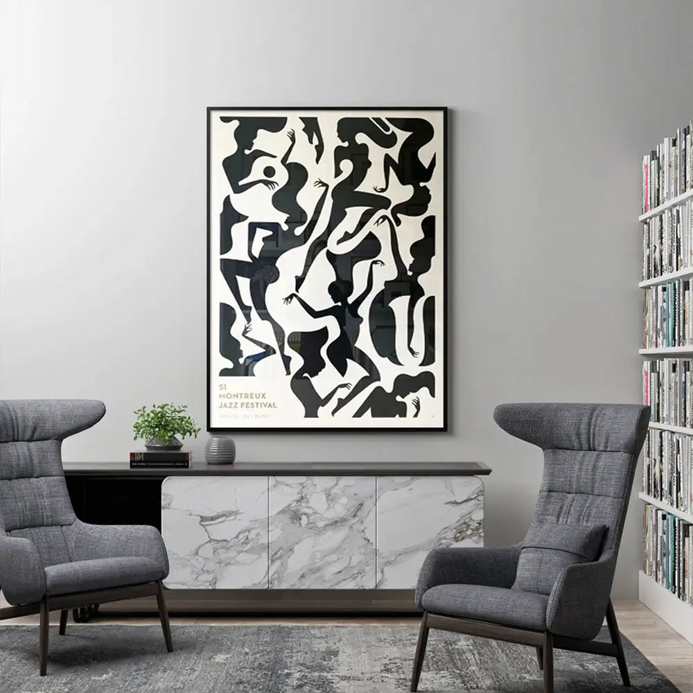 Wall Art 80cmx120cm Jazz Festival Black Frame Canvas - Home & Garden > Wall Art
