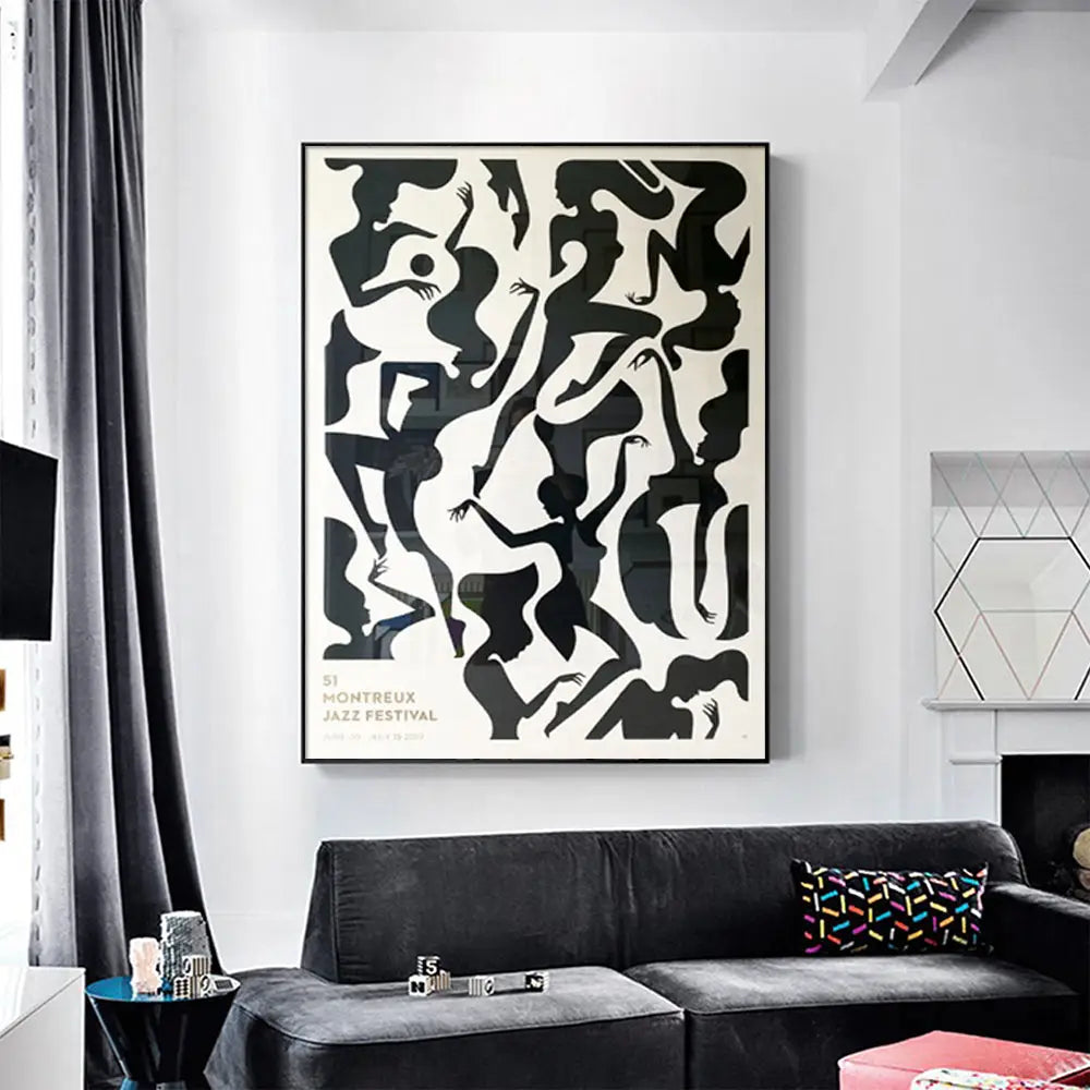 Wall Art 80cmx120cm Jazz Festival Black Frame Canvas - Home & Garden > Wall Art