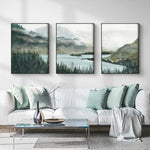 Wall Art 80cmx120cm Landscape 3 Sets Black Frame Canvas - Home & Garden > Wall Art