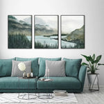 Wall Art 80cmx120cm Landscape 3 Sets Black Frame Canvas - Home & Garden > Wall Art