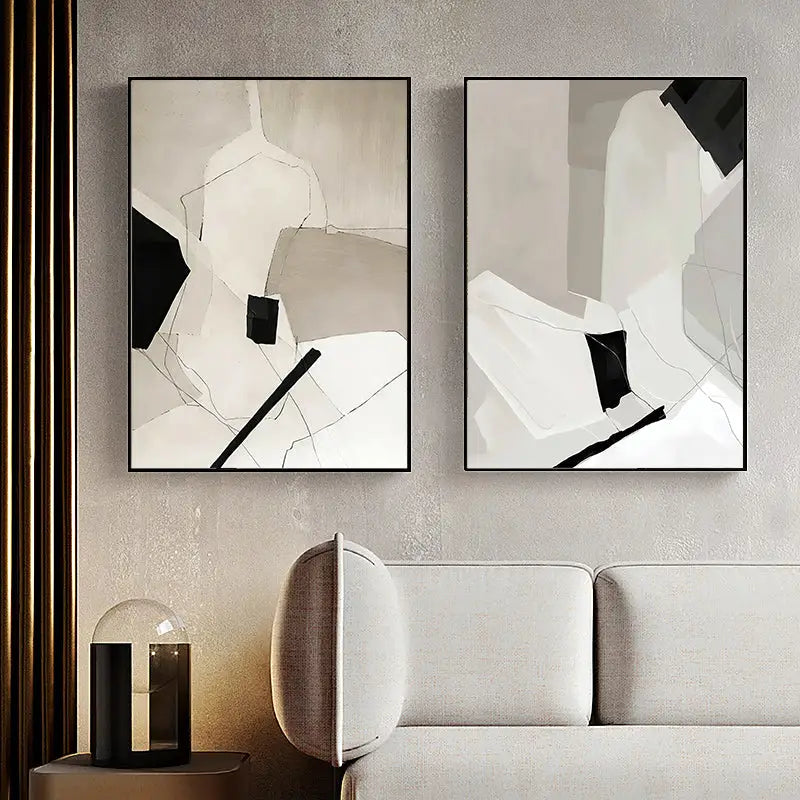 Wall Art 80cmx120cm Modern Abstract 3 Sets Black Frame Canvas - Home & Garden > Wall Art
