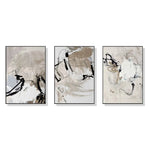 Wall Art 80cmx120cm Modern Abstract Beige 3 Sets Black Frame Canvas - Home & Garden > Wall Art