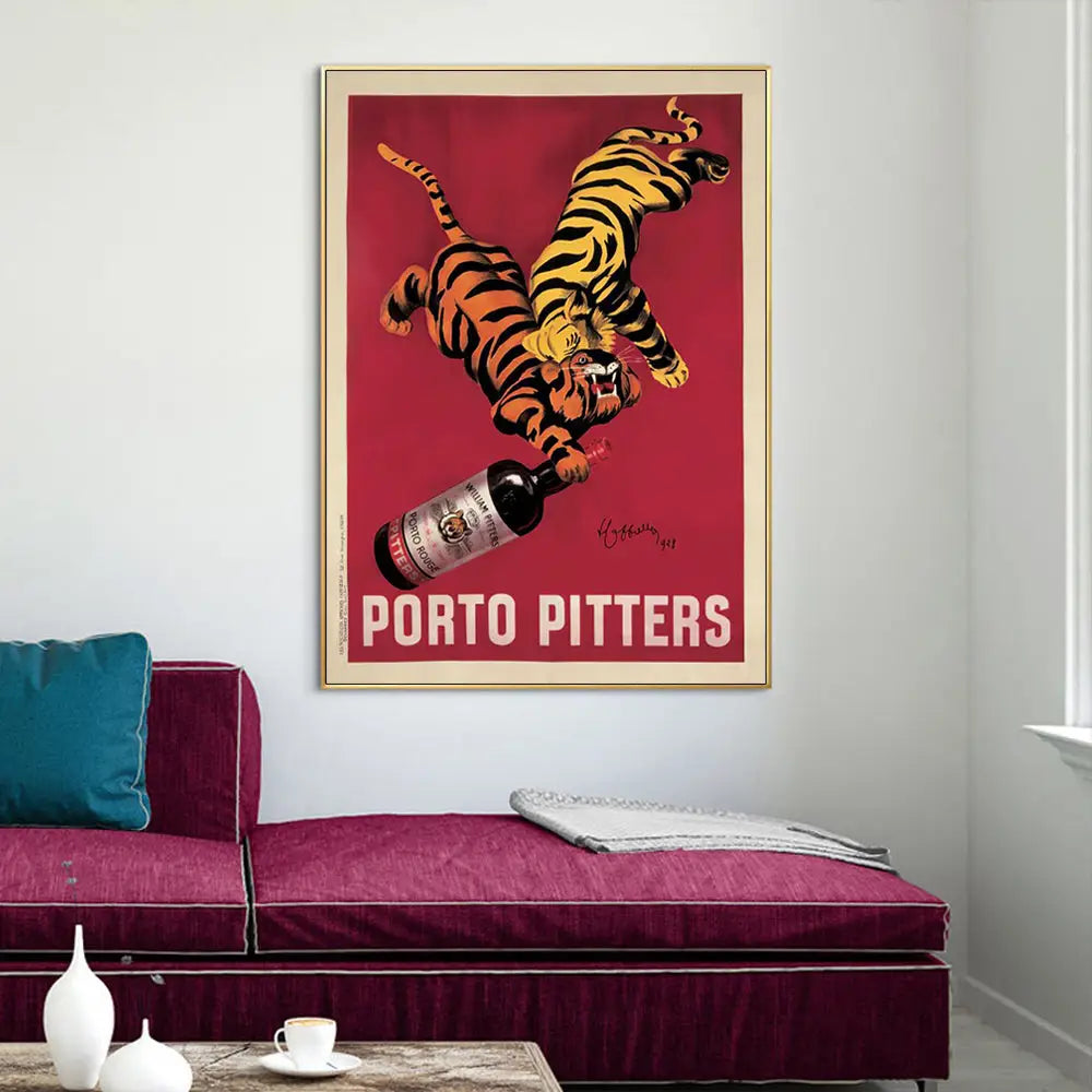 Wall Art 80cmx120cm Porto Pitters Vintage Gold Frame Canvas - Home & Garden > Wall Art