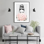 Wall Art 80cmx120cm Roses Girl Black Frame Canvas - Home & Garden > Wall Art