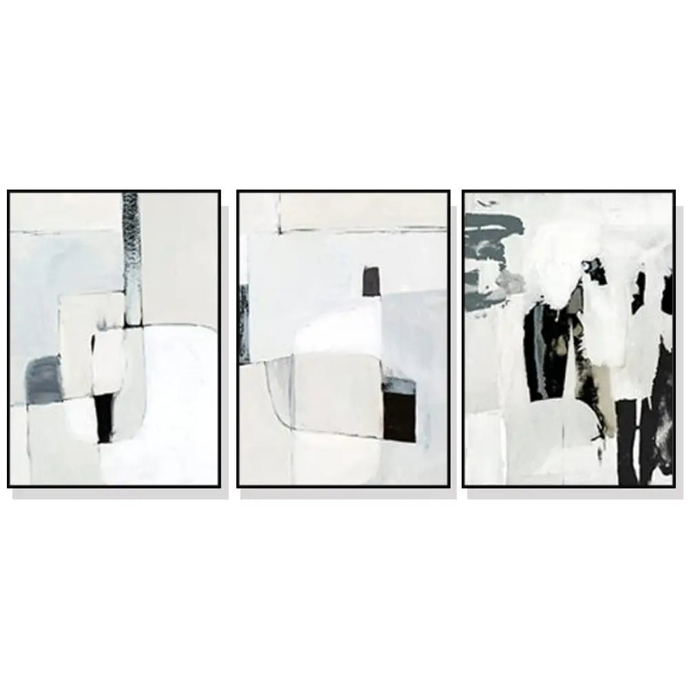 Wall Art 80cmx120cm Soft Spoken 3 Sets Black Frame Canvas - Home & Garden > Wall Art