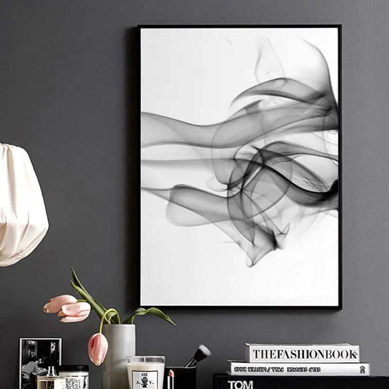Wall Art 80cmx120cm Stylish Abstract Black 2 Sets Black Frame Canvas - Home & Garden > Wall Art