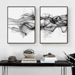 Wall Art 80cmx120cm Stylish Abstract Black 2 Sets Black Frame Canvas - Home & Garden > Wall Art