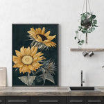 Wall Art 80cmx120cm Sunflowers Black Frame Canvas - Home & Garden > Wall Art