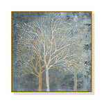 Wall Art 80cmx80cm Forest In The Twilight Trees Gold Frame Canvas - Home & Garden > Wall Art