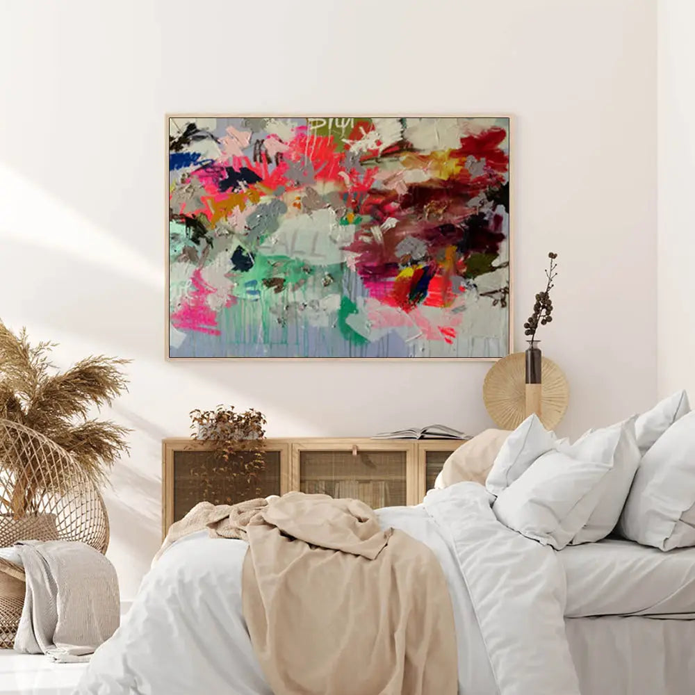 Wall Art 90cmx135cm Abstract Free Flow Wood Frame Canvas - Home & Garden > Wall Art