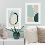 Wall Art 90cmx135cm Abstract Green Circle 2 Sets White Frame Canvas - Home & Garden > Wall Art