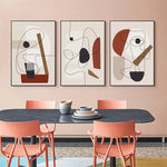 Wall Art 90cmx135cm Abstract Line Art By Picasso 3 Sets Black Frame Canvas - Home & Garden > Wall Art