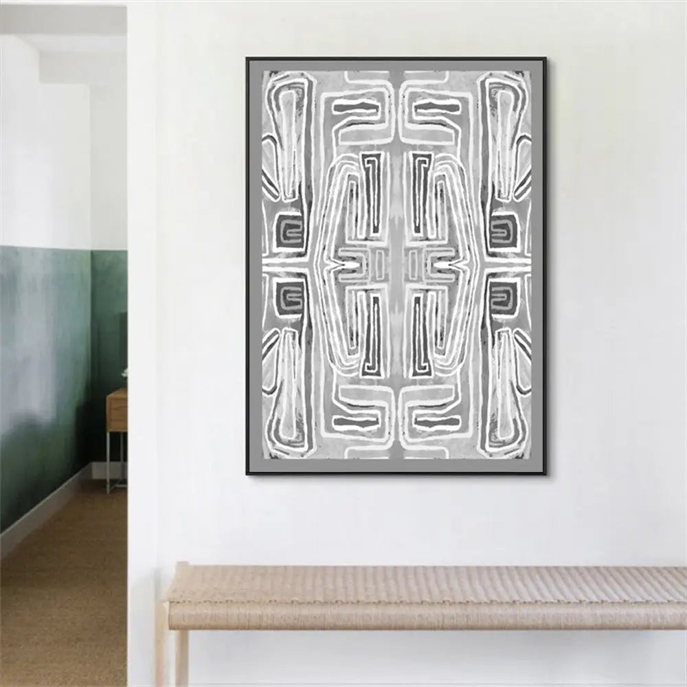 Wall Art 90cmx135cm Abstract Mountain Black Frame Canvas - Home & Garden > Wall Art