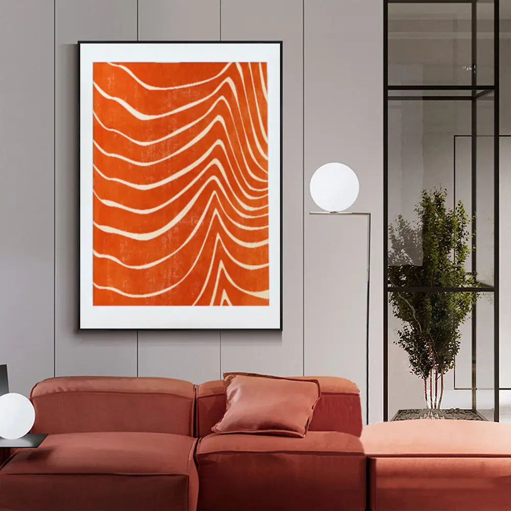 Wall Art 90cmx135cm Abstract Orange Black Frame Canvas - Home & Garden > Wall Art