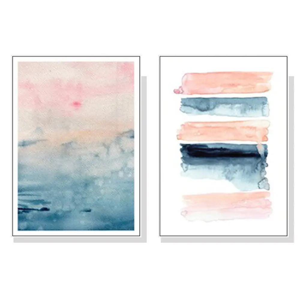 Wall Art 90cmx135cm Abstract Pink 2 Sets White Frame Canvas - Home & Garden > Wall Art