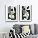 Wall Art 90cmx135cm Abstract Puzzle 2 Sets Black Frame Canvas - Home & Garden > Wall Art
