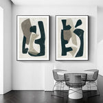 Wall Art 90cmx135cm Abstract Puzzle 2 Sets Black Frame Canvas - Home & Garden > Wall Art
