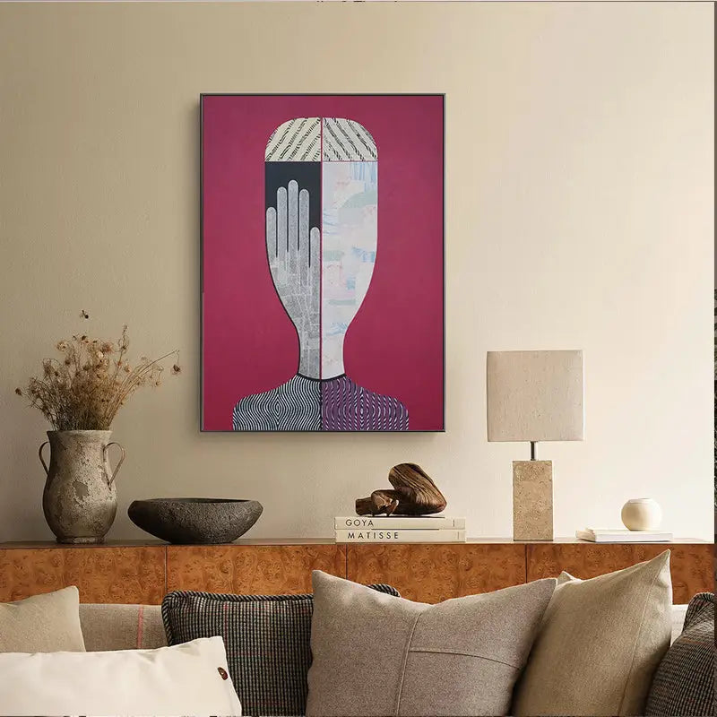 Wall Art 90cmx135cm Abstract Woman Black Frame Canvas - Home & Garden > Wall Art