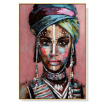 Wall Art 90cmx135cm African woman II Gold Frame Canvas - Home & Garden > Wall Art