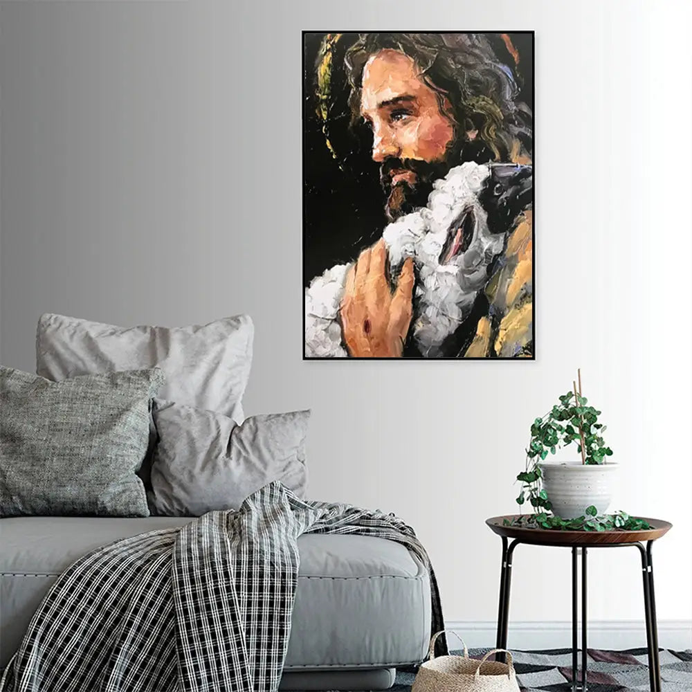 Wall Art 90cmx135cm Back In His Arms Black Frame Canvas - Home & Garden > Wall Art