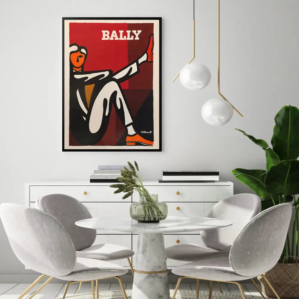 Wall Art 90cmx135cm Bally Man by Villemot Black Frame Canvas - Home & Garden > Wall Art
