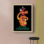 Wall Art 90cmx135cm Bitter Campari Gold Frame Canvas - Home & Garden > Wall Art