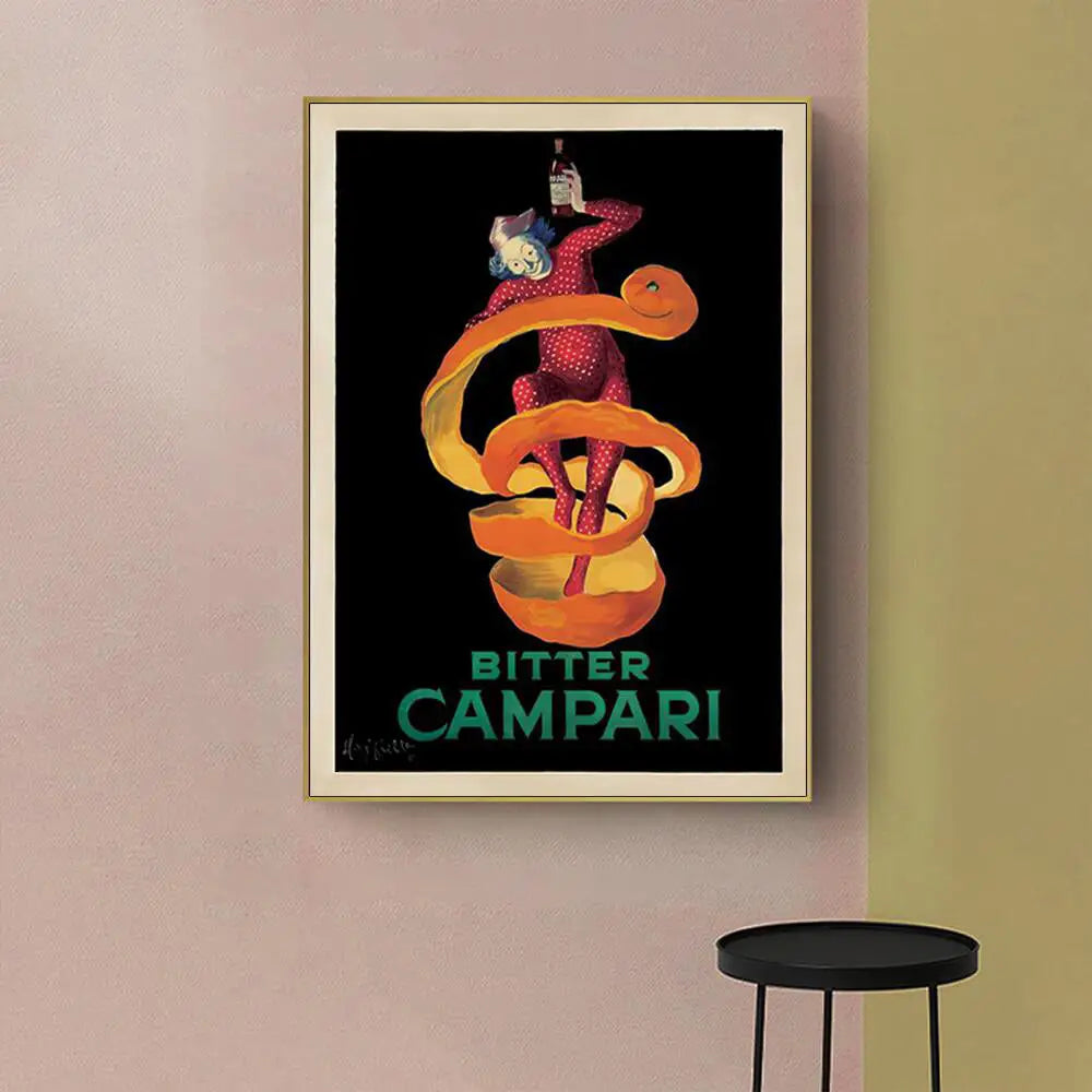 Wall Art 90cmx135cm Bitter Campari Gold Frame Canvas - Home & Garden > Wall Art