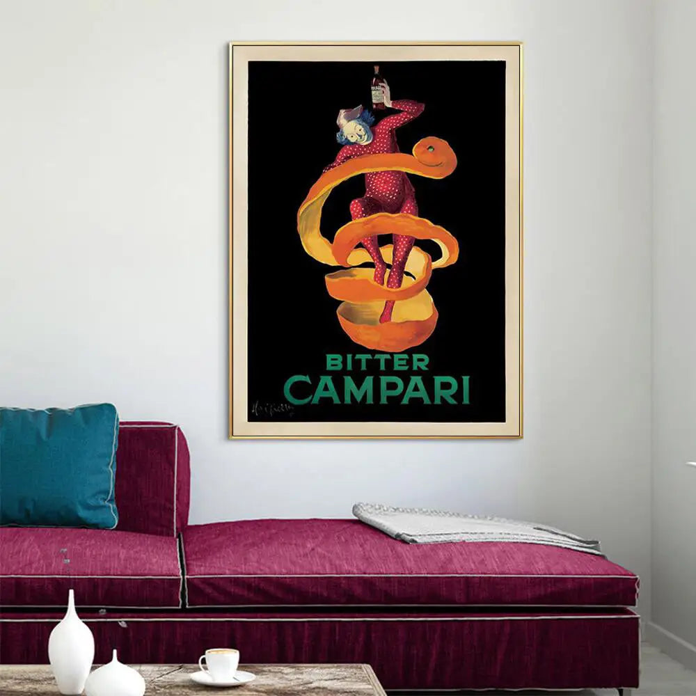 Wall Art 90cmx135cm Bitter Campari Gold Frame Canvas - Home & Garden > Wall Art