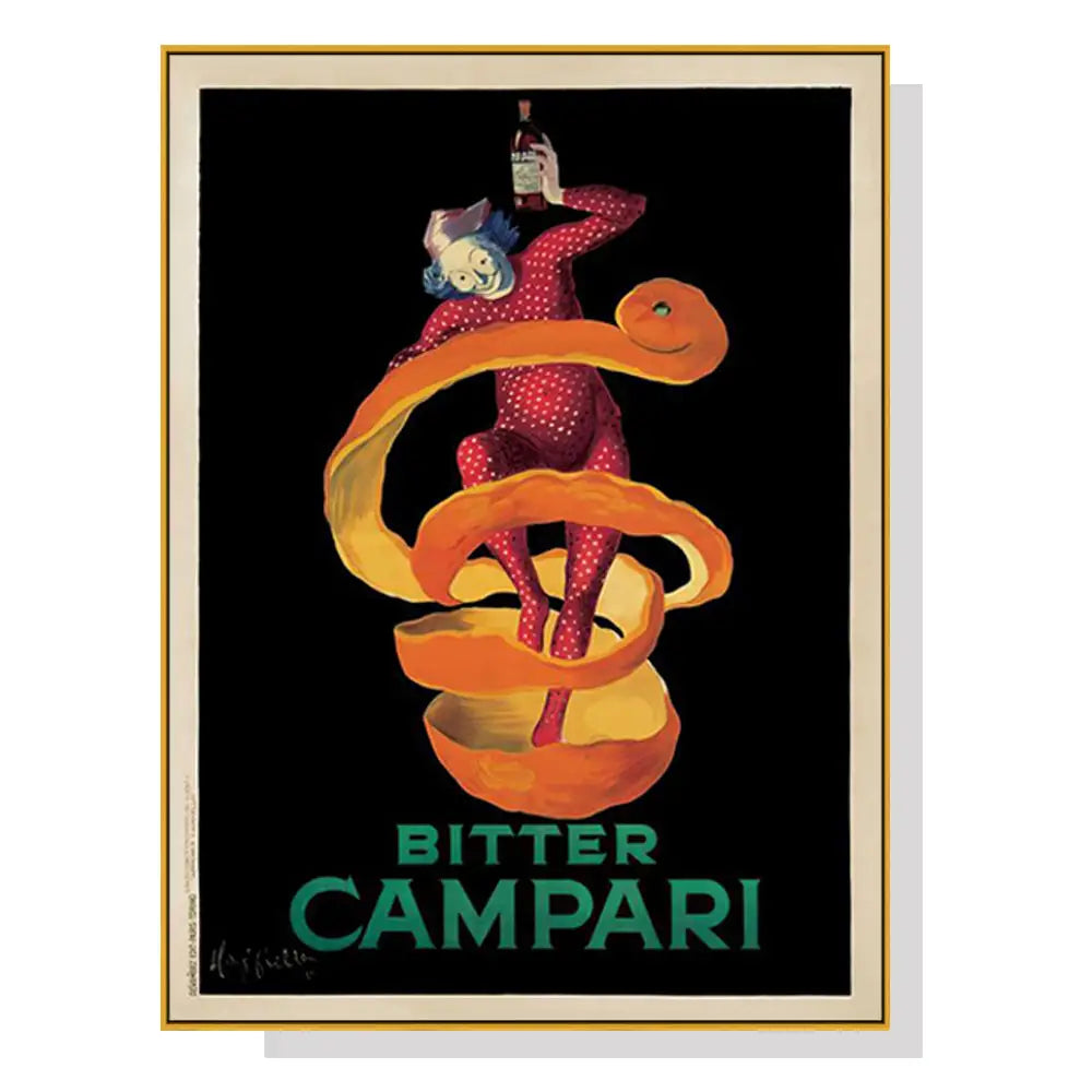 Wall Art 90cmx135cm Bitter Campari Gold Frame Canvas - Home & Garden > Wall Art