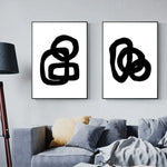 Wall Art 90cmx135cm Black and White 2 Sets Black Frame Canvas - Home & Garden > Wall Art
