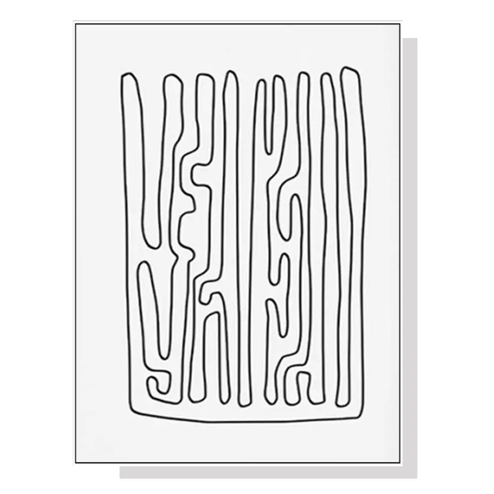 Wall Art 90cmx135cm Black And White Lines White Frame Canvas - Home & Garden > Wall Art