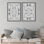 Wall Art 90cmx135cm Black White Pattern 2 Sets Black Frame Canvas - Home & Garden > Wall Art