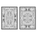 Wall Art 90cmx135cm Black White Pattern 2 Sets Black Frame Canvas - Home & Garden > Wall Art