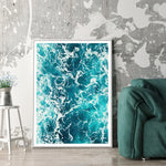 Wall Art 90cmx135cm Blue Ocean White Frame Canvas - Home & Garden > Wall Art