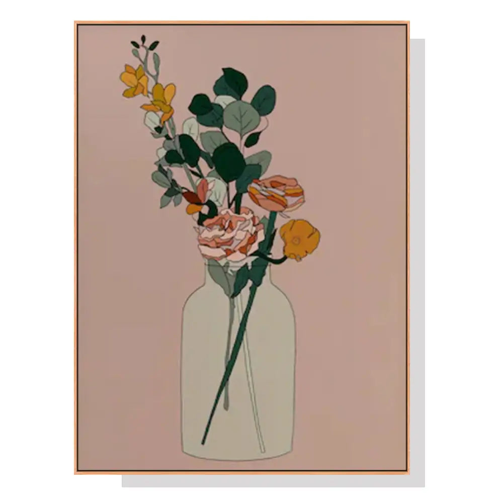 Wall Art 90cmx135cm Boho Floral Wood Frame Canvas - Home & Garden > Wall Art