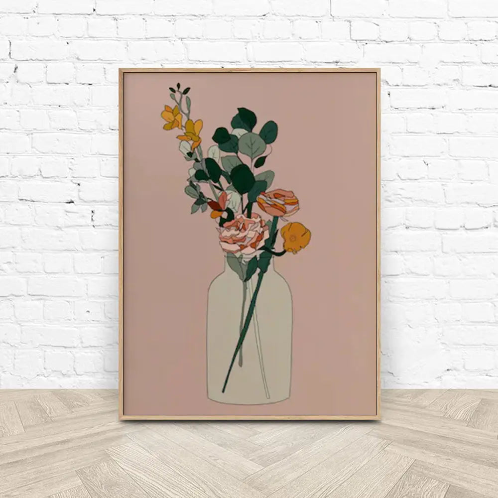 Wall Art 90cmx135cm Boho Floral Wood Frame Canvas - Home & Garden > Wall Art