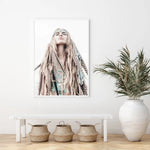 Wall Art 90cmx135cm BOHO Girl White Frame Canvas - Home & Garden > Wall Art