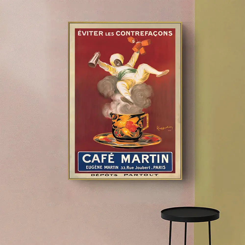 Wall Art 90cmx135cm Cafe Martin Gold Frame Canvas - Home & Garden > Wall Art