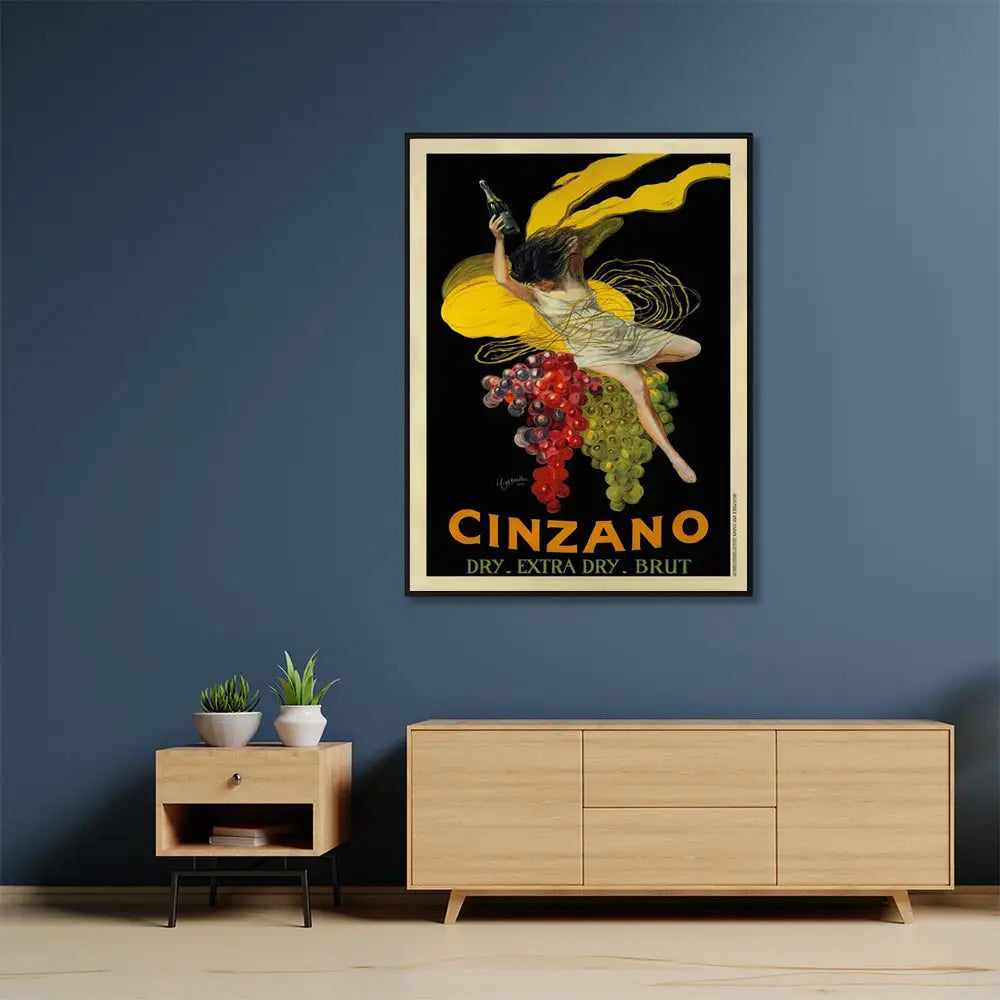 Wall Art 90cmx135cm Cinzano Black Frame Canvas - Home & Garden > Wall Art