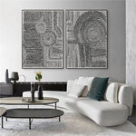 Wall Art 90cmx135cm Clustered Dots 2 Sets Black Frame Canvas - Home & Garden > Wall Art