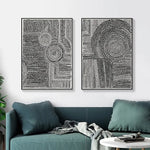 Wall Art 90cmx135cm Clustered Dots 2 Sets Black Frame Canvas - Home & Garden > Wall Art