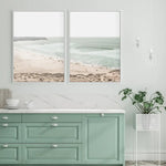 Wall Art 90cmx135cm Coastal Prints 2 Sets White Frame Canvas - Home & Garden > Wall Art